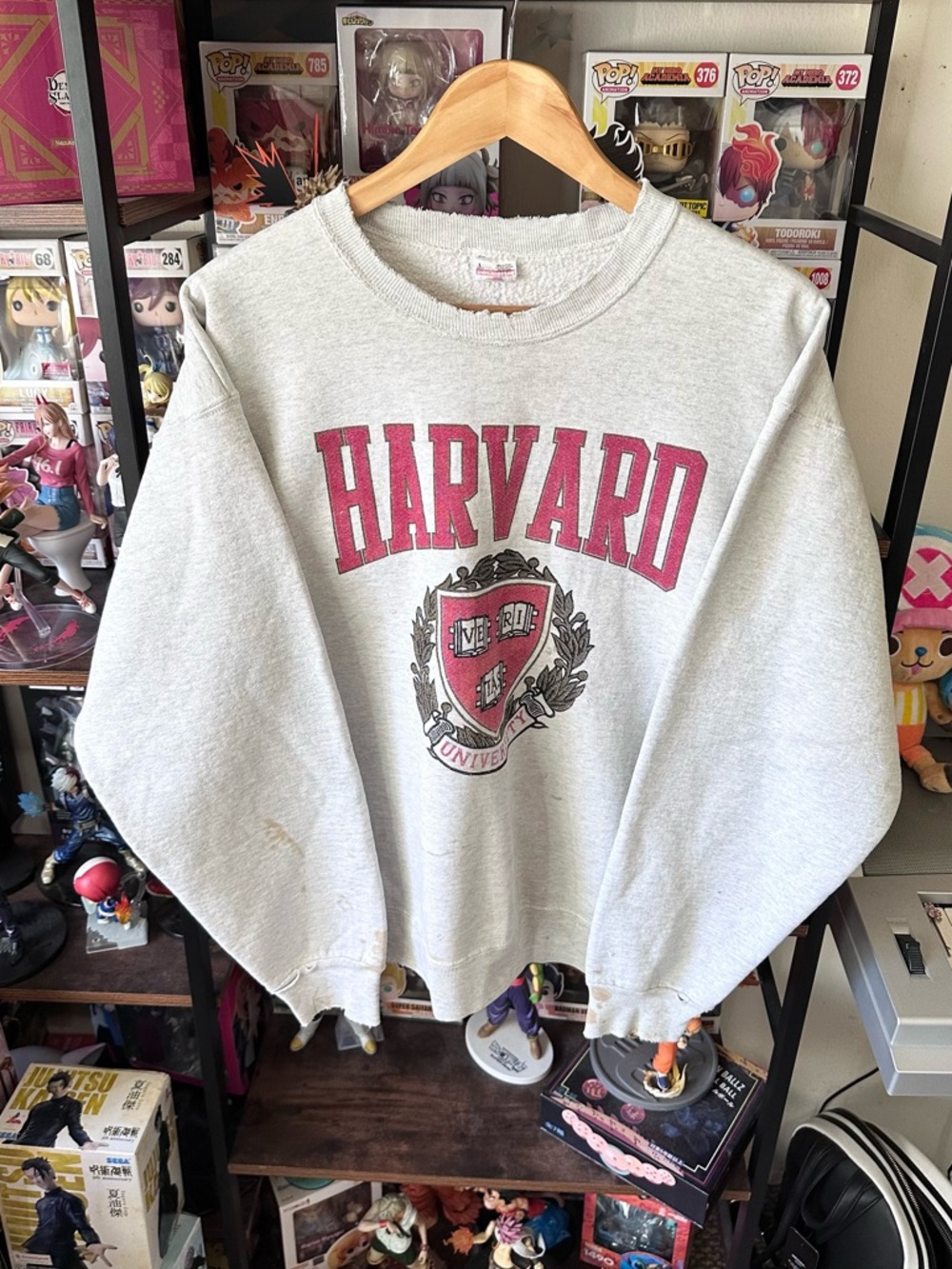 Vintage Harvard Sweatshirt Gray Men’s L Faded Fruit Of The Loom USA